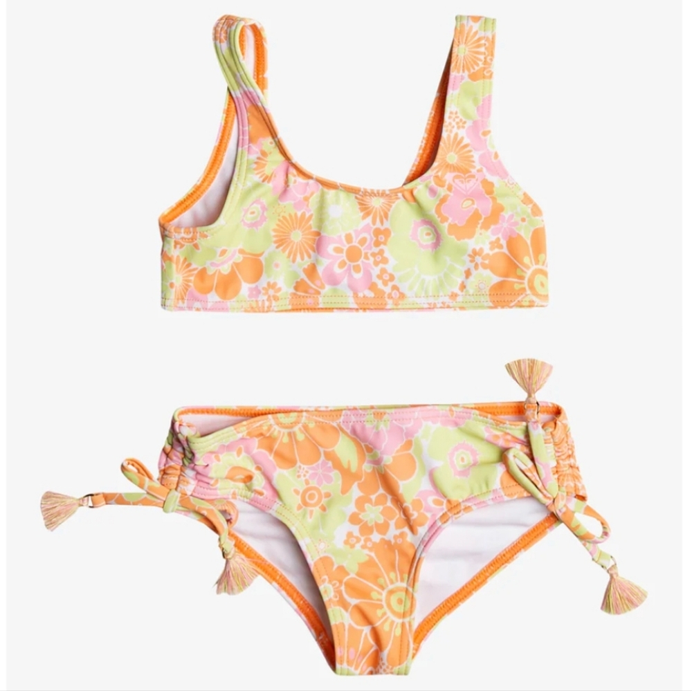 Roxy Girls Floral Bikini Set - Orange, Pink, Lime